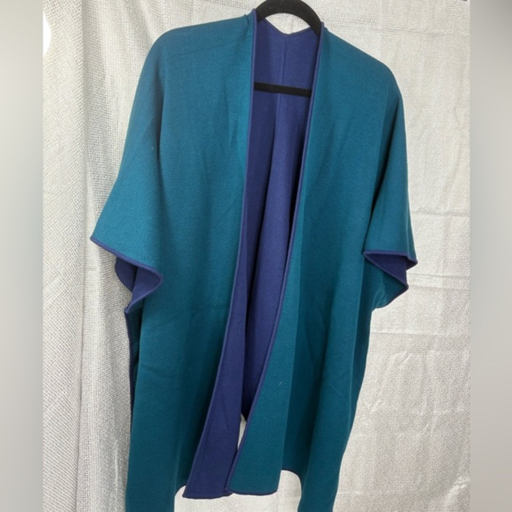 Fully Reversible Chico’s Teal and Blue Women's Ruana One size fits all
